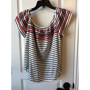 THML Black and White Striped Knit Top